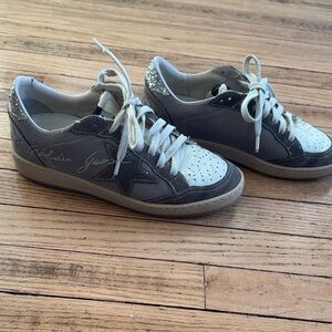 Golden Goose Gray and White Low-Top Sneakers